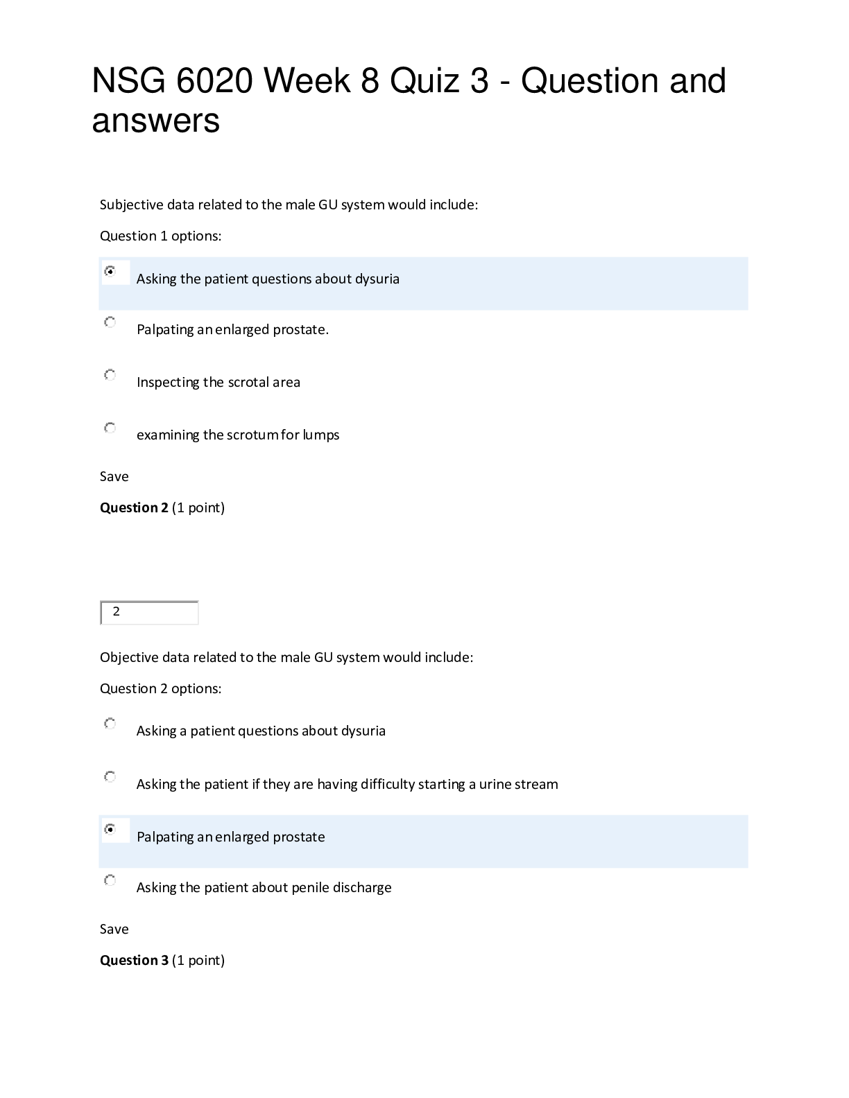 Preview image for NSG 6020 Week 8 Quiz 3 - Question and answers